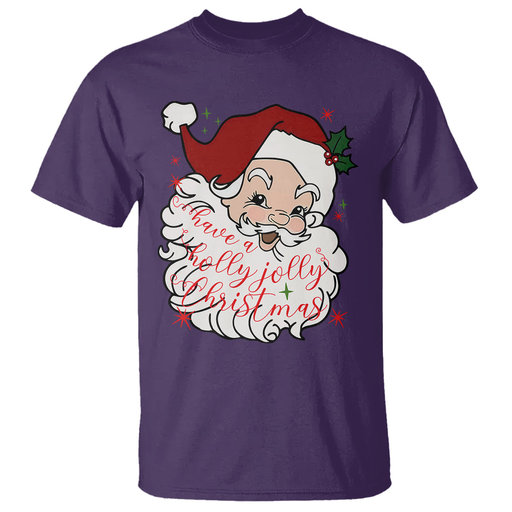 Vintage Christmas Santa Claus Face Xmas Funny Old Fashioned T Shirt TS02 Purple Printyourwear