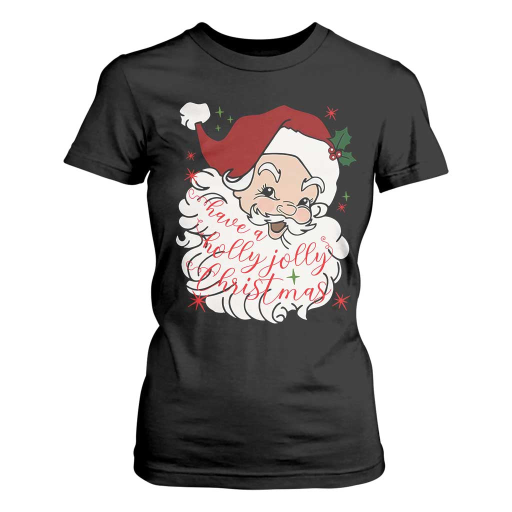 Vintage Christmas Santa Claus Face Xmas Funny Old Fashioned T Shirt For Women TS02 Black Print Your Wear