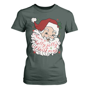 Vintage Christmas Santa Claus Face Xmas Funny Old Fashioned T Shirt For Women TS02 Dark Forest Green Print Your Wear