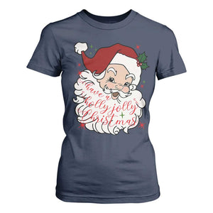 Vintage Christmas Santa Claus Face Xmas Funny Old Fashioned T Shirt For Women TS02 Navy Print Your Wear