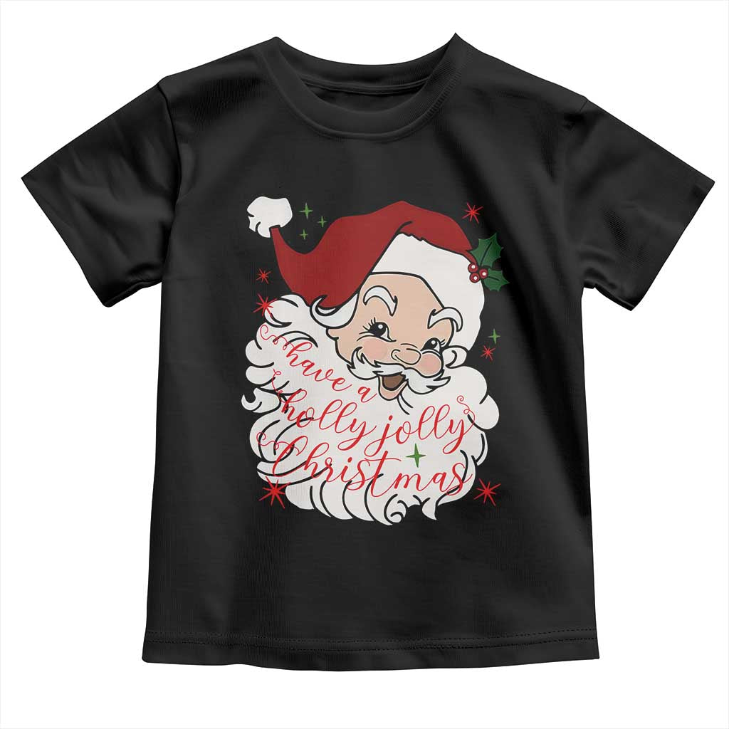 Vintage Christmas Santa Claus Face Xmas Funny Old Fashioned Toddler T Shirt TS02 Black Print Your Wear
