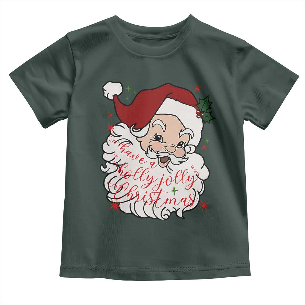 Vintage Christmas Santa Claus Face Xmas Funny Old Fashioned Toddler T Shirt TS02 Dark Forest Green Print Your Wear