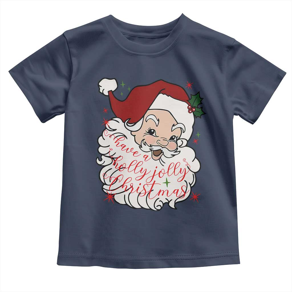 Vintage Christmas Santa Claus Face Xmas Funny Old Fashioned Toddler T Shirt TS02 Navy Print Your Wear
