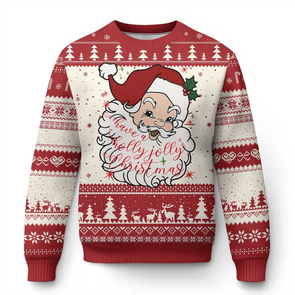 Vintage Christmas Santa Claus Face Xmas Funny Old Fashioned Ugly Christmas Sweater TS02 Red Print Your Wear