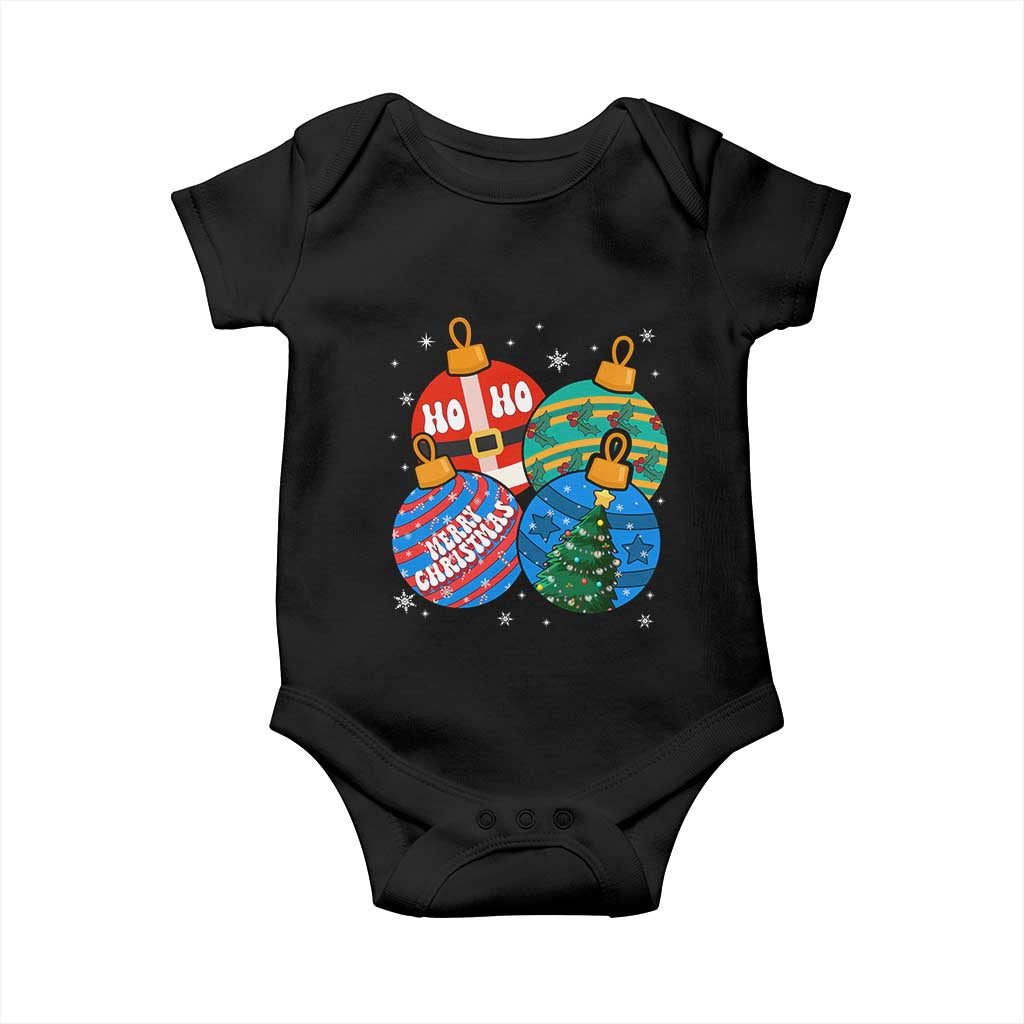 Retro Groovy Merry Christmas Ornament Ho Ho Ho Baby Onesie TS02 Black Print Your Wear