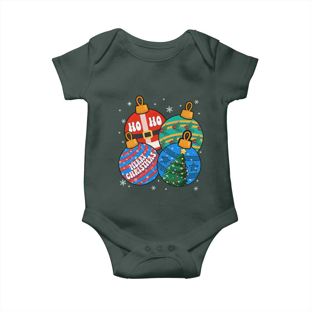 Retro Groovy Merry Christmas Ornament Ho Ho Ho Baby Onesie TS02 Print Your Wear