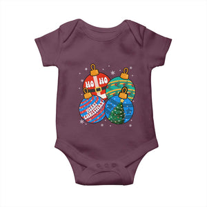 Retro Groovy Merry Christmas Ornament Ho Ho Ho Baby Onesie TS02 Maroon Print Your Wear