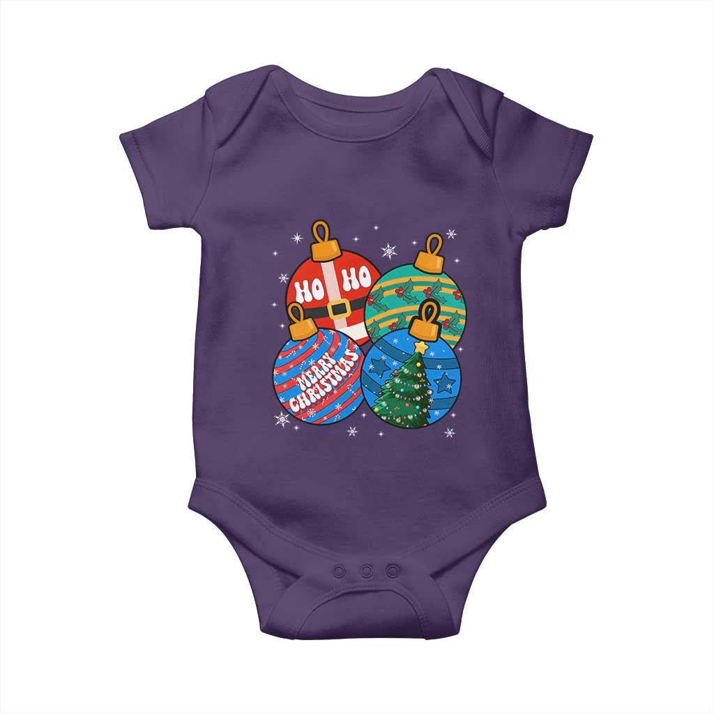 Retro Groovy Merry Christmas Ornament Ho Ho Ho Baby Onesie TS02 Purple Print Your Wear