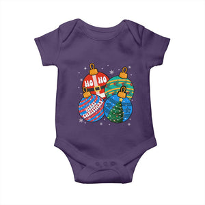 Retro Groovy Merry Christmas Ornament Ho Ho Ho Baby Onesie TS02 Purple Print Your Wear