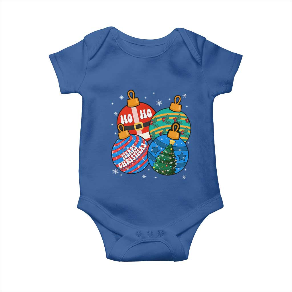 Retro Groovy Merry Christmas Ornament Ho Ho Ho Baby Onesie TS02 Royal Blue Print Your Wear