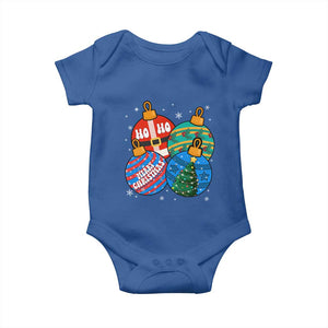 Retro Groovy Merry Christmas Ornament Ho Ho Ho Baby Onesie TS02 Royal Blue Print Your Wear