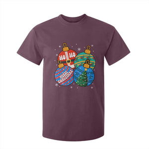 Retro Groovy Merry Christmas Ornament Ho Ho Ho T Shirt For Kid TS02 Maroon Print Your Wear