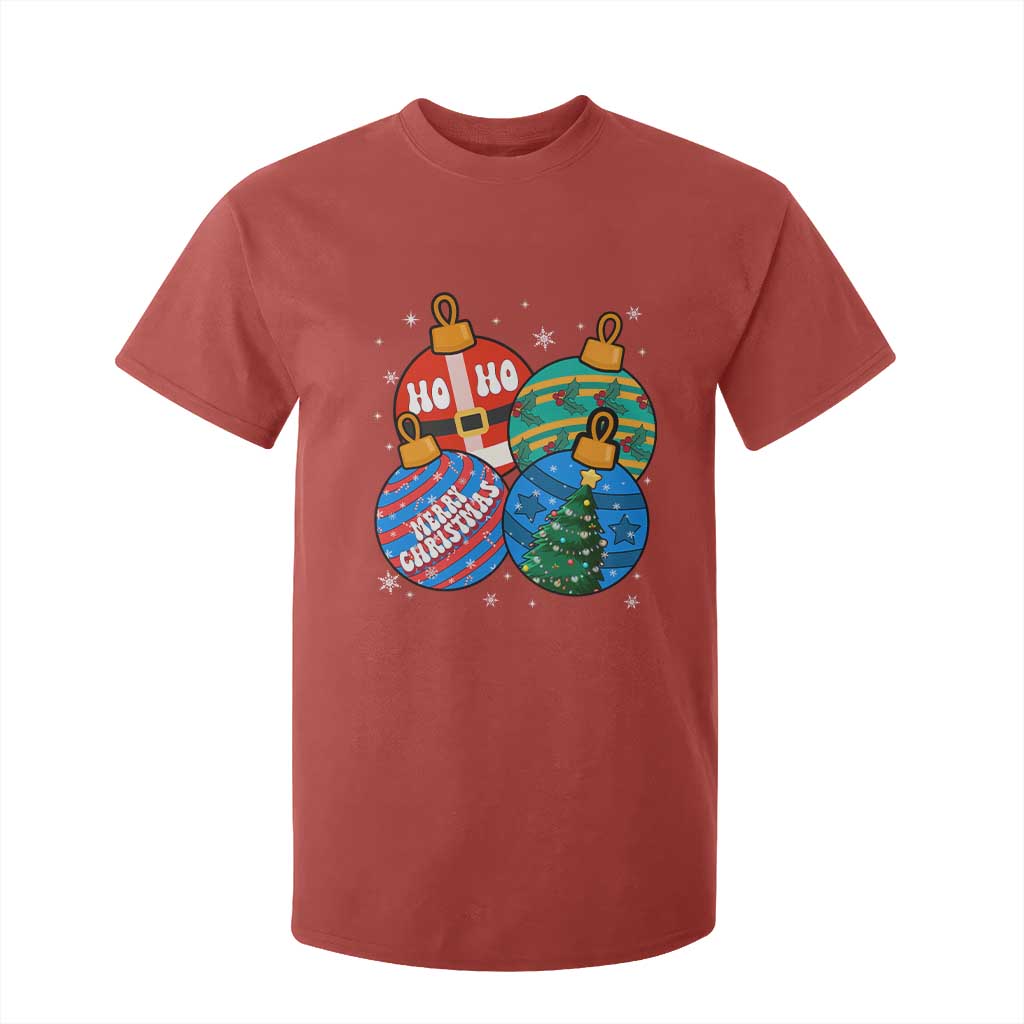 Retro Groovy Merry Christmas Ornament Ho Ho Ho T Shirt For Kid TS02 Red Print Your Wear