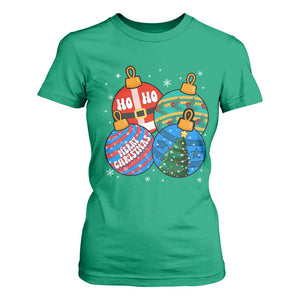 Retro Groovy Merry Christmas Ornament Ho Ho Ho T Shirt For Women TS02 Irish Green Print Your Wear