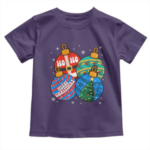 Retro Groovy Merry Christmas Ornament Ho Ho Ho Toddler T Shirt TS02 Purple Print Your Wear