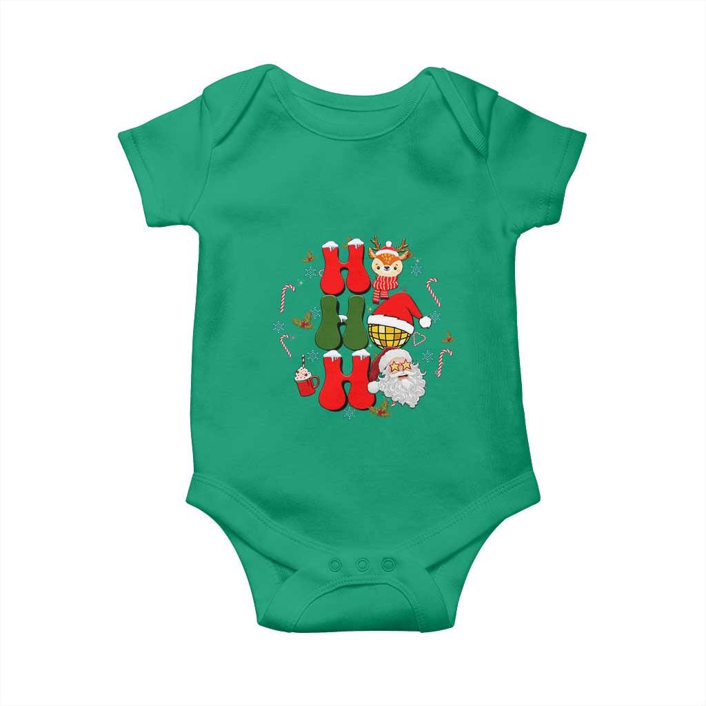 Retro Groovy Christmas Ho Ho Ho Reindeer Disco Ball Santa Xmas Baby Onesie TS02 Irish Green Print Your Wear