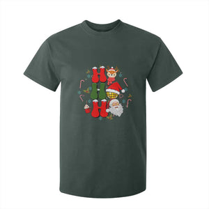 Retro Groovy Christmas Ho Ho Ho Reindeer Disco Ball Santa Xmas T Shirt For Kid TS02 Dark Forest Green Print Your Wear
