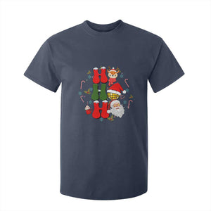 Retro Groovy Christmas Ho Ho Ho Reindeer Disco Ball Santa Xmas T Shirt For Kid TS02 Navy Print Your Wear