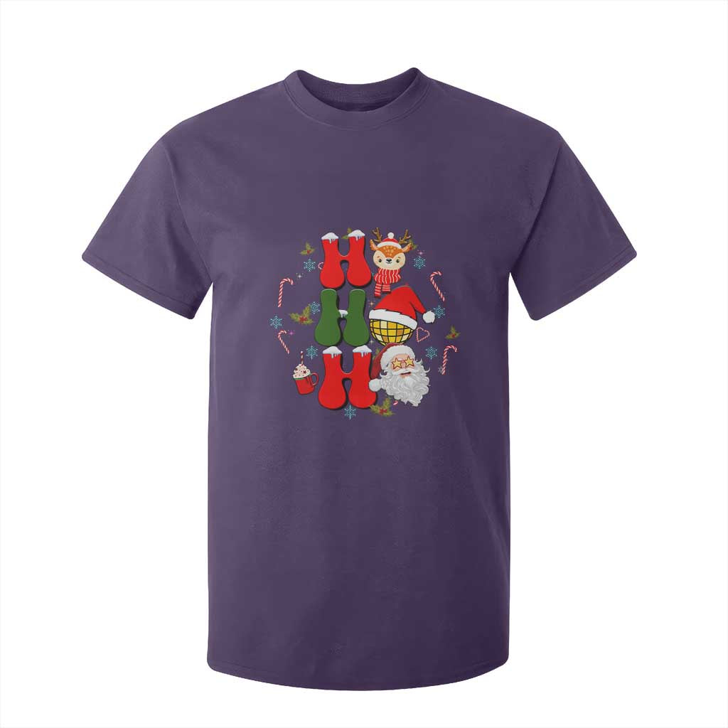 Retro Groovy Christmas Ho Ho Ho Reindeer Disco Ball Santa Xmas T Shirt For Kid TS02 Purple Print Your Wear
