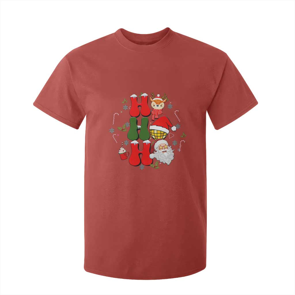 Retro Groovy Christmas Ho Ho Ho Reindeer Disco Ball Santa Xmas T Shirt For Kid TS02 Red Print Your Wear