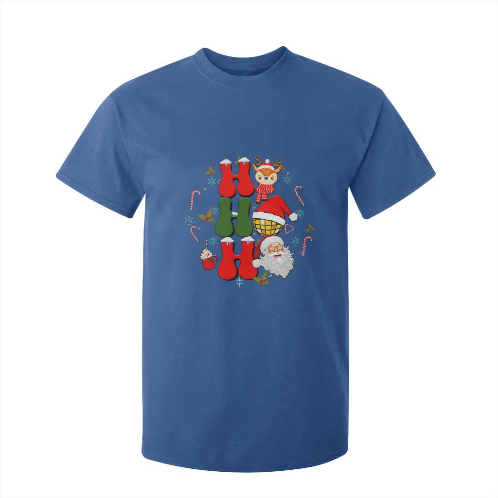 Retro Groovy Christmas Ho Ho Ho Reindeer Disco Ball Santa Xmas T Shirt For Kid TS02 Royal Blue Print Your Wear