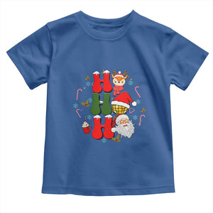 Retro Groovy Christmas Ho Ho Ho Reindeer Disco Ball Santa Xmas Toddler T Shirt TS02 Royal Blue Print Your Wear