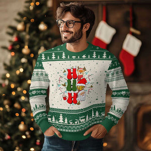 Retro Groovy Christmas Ho Ho Ho Reindeer Disco Ball Santa Xmas Ugly Christmas Sweater TS02 Green Print Your Wear
