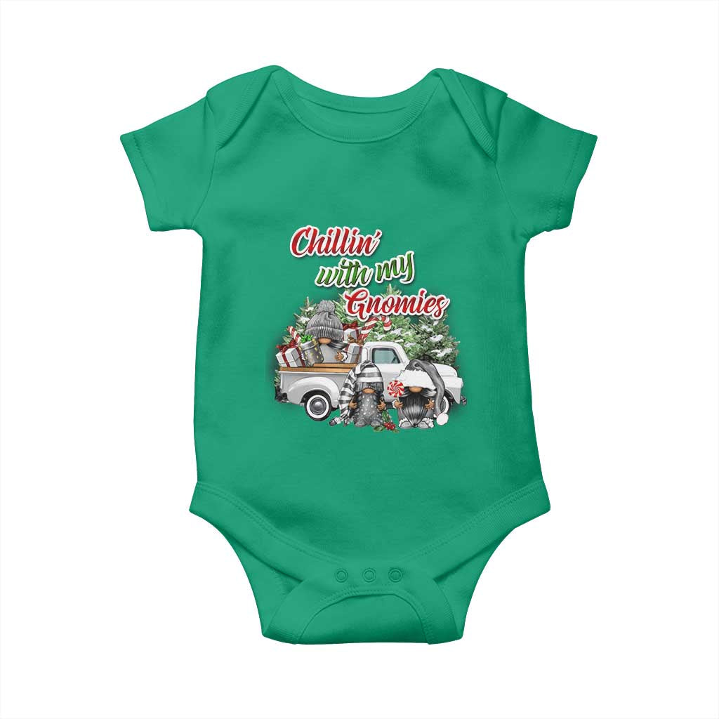 Gnome Christmas Baby Onesie Chillin With My Gnomies Xmas Truck TS02 Irish Green Print Your Wear