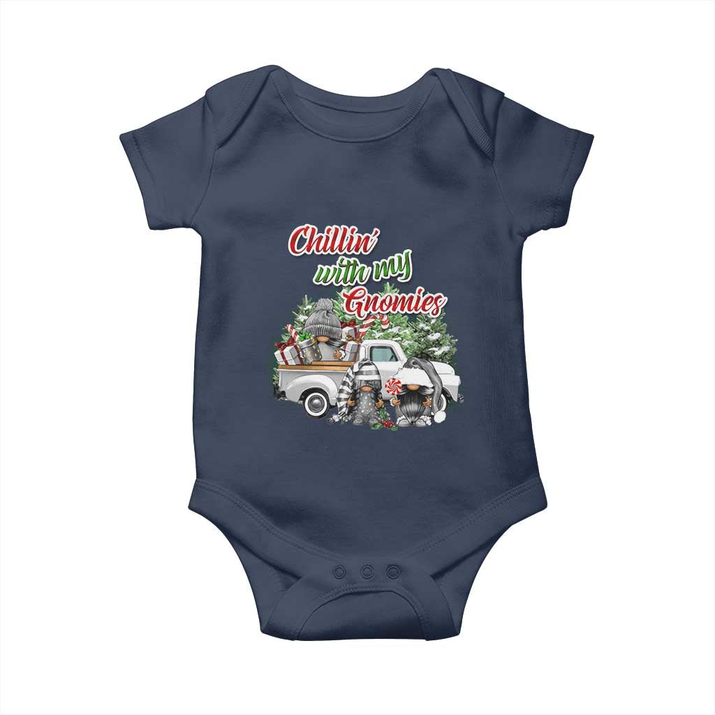 Gnome Christmas Baby Onesie Chillin With My Gnomies Xmas Truck TS02 Navy Print Your Wear