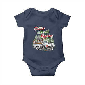 Gnome Christmas Baby Onesie Chillin With My Gnomies Xmas Truck TS02 Navy Print Your Wear