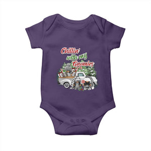 Gnome Christmas Baby Onesie Chillin With My Gnomies Xmas Truck TS02 Purple Print Your Wear