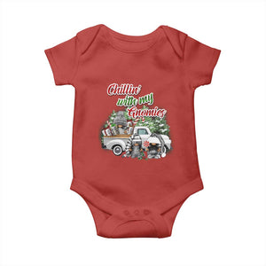 Gnome Christmas Baby Onesie Chillin With My Gnomies Xmas Truck TS02 Red Print Your Wear