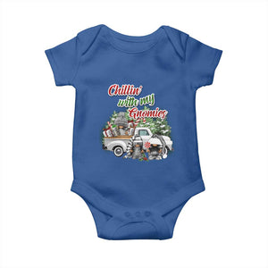 Gnome Christmas Baby Onesie Chillin With My Gnomies Xmas Truck TS02 Royal Blue Print Your Wear