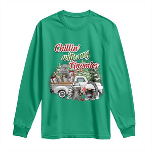 Gnome Christmas Long Sleeve Shirt Chillin With My Gnomies Xmas Truck TS02 Irish Green Print Your Wear