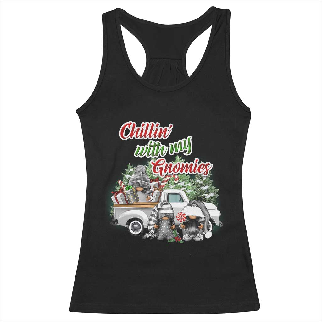 Gnome Christmas Racerback Tank Top Chillin With My Gnomies Xmas Truck TS02 Black Print Your Wear