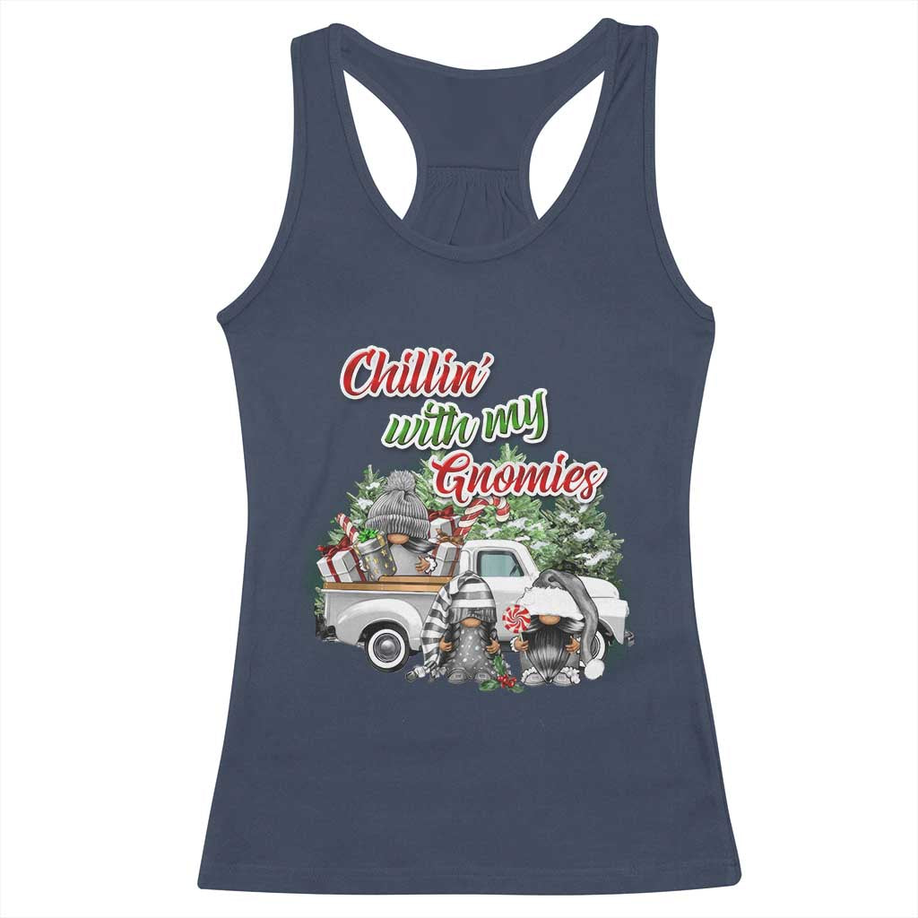 Gnome Christmas Racerback Tank Top Chillin With My Gnomies Xmas Truck TS02 Navy Print Your Wear