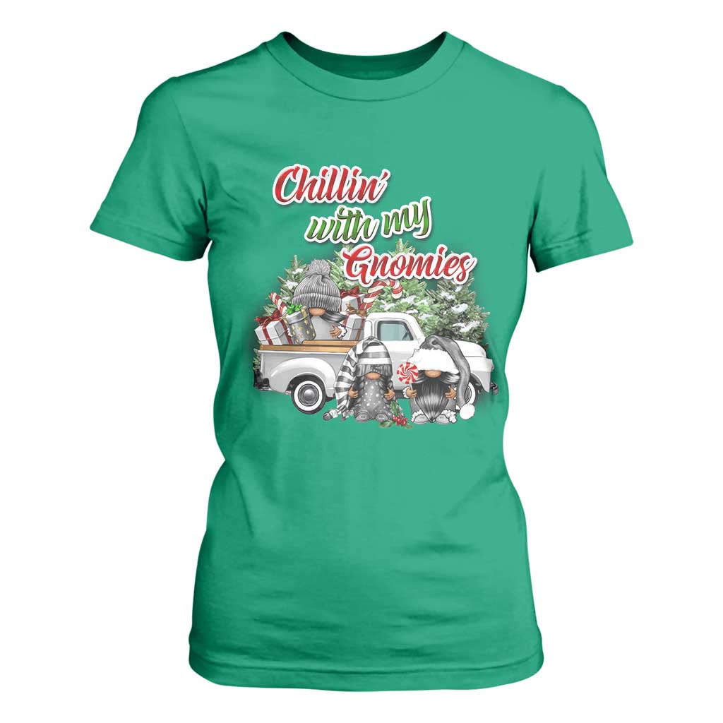 Gnome Christmas T Shirt For Women Chillin With My Gnomies Xmas Truck TS02 Irish Green Print Your Wear