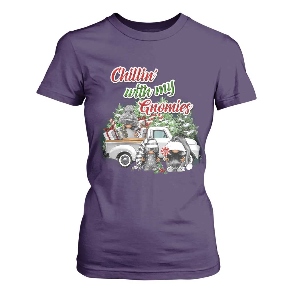 Gnome Christmas T Shirt For Women Chillin With My Gnomies Xmas Truck TS02 Purple Print Your Wear