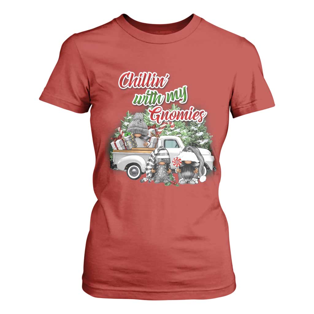 Gnome Christmas T Shirt For Women Chillin With My Gnomies Xmas Truck TS02 Red Print Your Wear