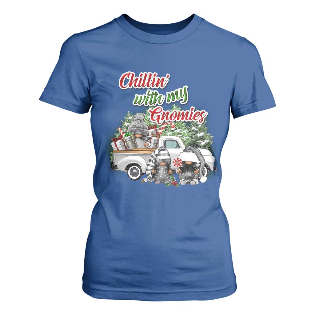 Gnome Christmas T Shirt For Women Chillin With My Gnomies Xmas Truck TS02 Royal Blue Print Your Wear