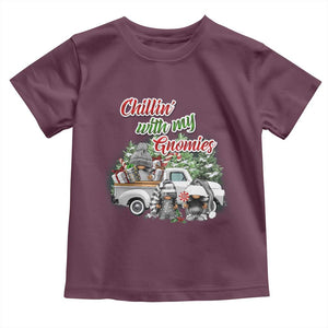Gnome Christmas Toddler T Shirt Chillin With My Gnomies Xmas Truck TS02 Maroon Print Your Wear