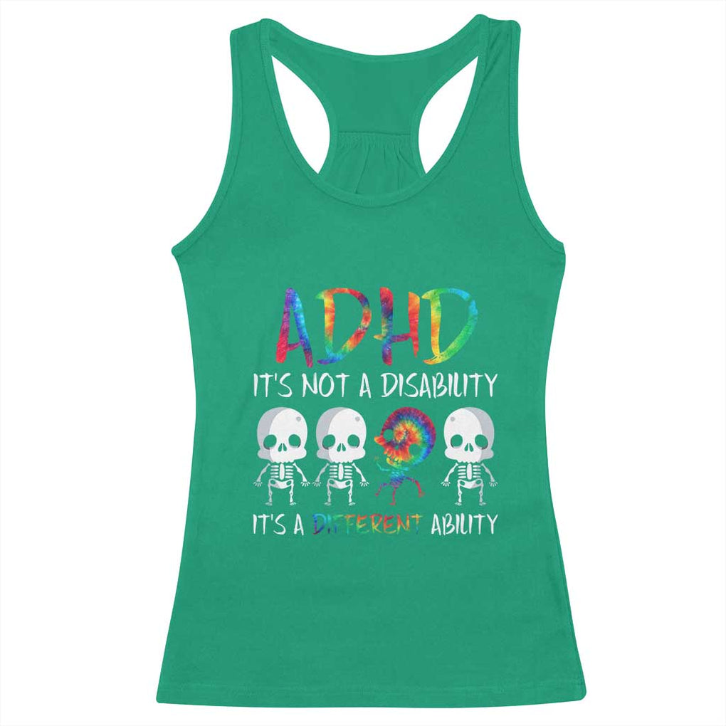 ADHD Awareness Racerback Tank Top It's Not A Disability It's A Different Ability TS02 Irish Green Print Your Wear