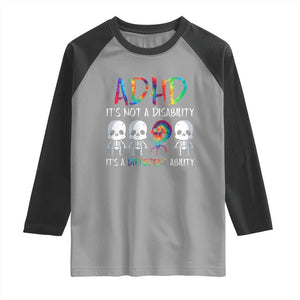 ADHD Awareness Raglan Shirt It's Not A Disability It's A Different Ability TS02 Sport Gray Black Print Your Wear