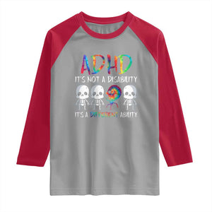 ADHD Awareness Raglan Shirt It's Not A Disability It's A Different Ability TS02 Sport Gray Red Print Your Wear