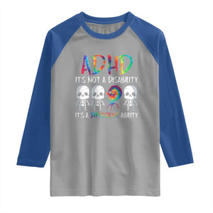ADHD Awareness Raglan Shirt It's Not A Disability It's A Different Ability TS02 Sport Gray Royal Print Your Wear