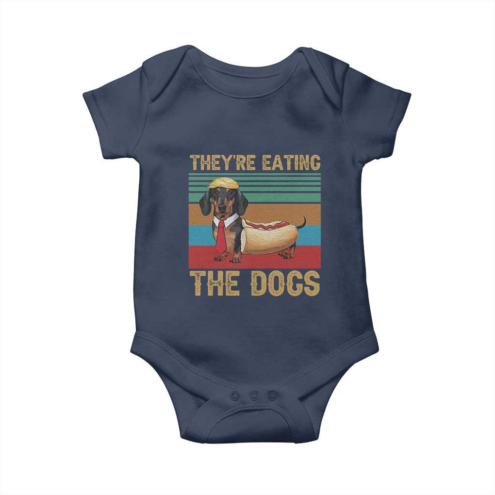 Funny Hot Dog Lover Baby Onesie They're Eating The Dogs Dachshund TS02 Navy Print Your Wear