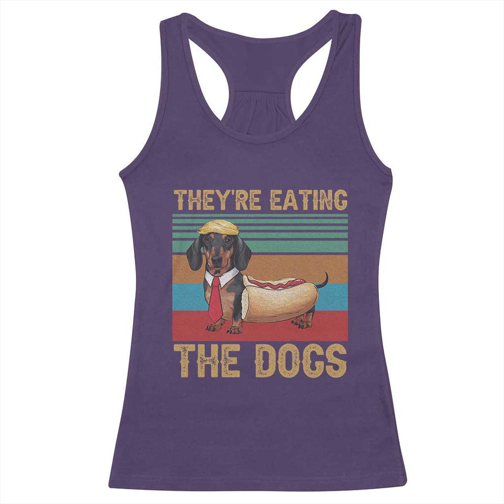 Funny Hot Dog Lover Racerback Tank Top They're Eating The Dogs Dachshund TS02 Purple Print Your Wear