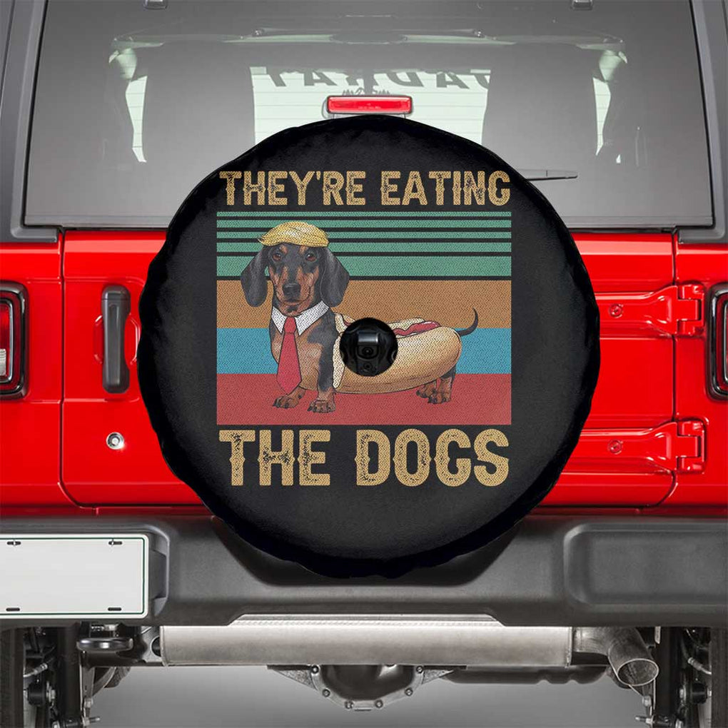 Funny Hot Dog Lover Spare Tire Cover They're Eating The Dogs Dachshund TS02 Black Print Your Wear