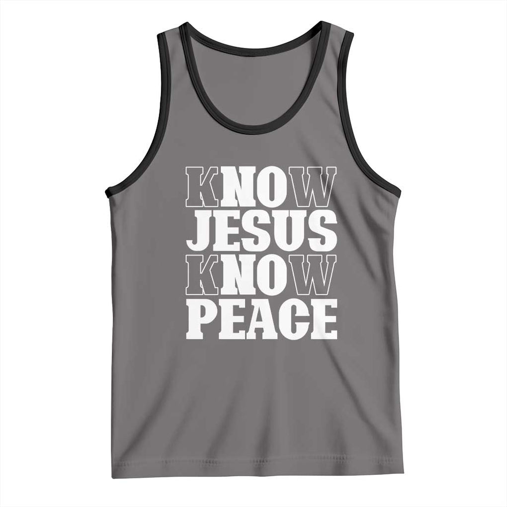 Know Jesus Know Peace Tank Top No Jesus No Peace TS02 Deep Heather Black Print Your Wear