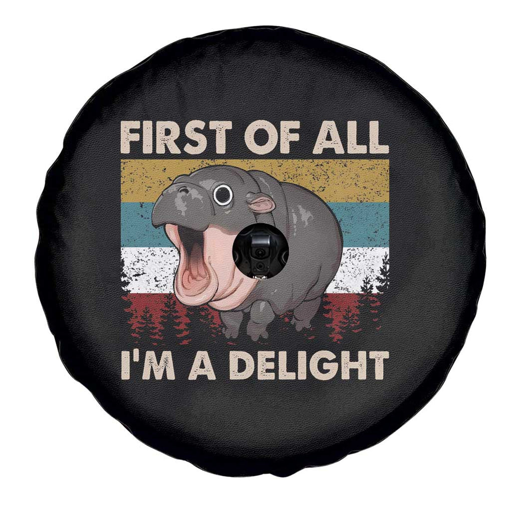 Funny Screaming Moo Deng Spare Tire Cover First Of All I'm A Delight Retro Vintage TS02 Print Your Wear